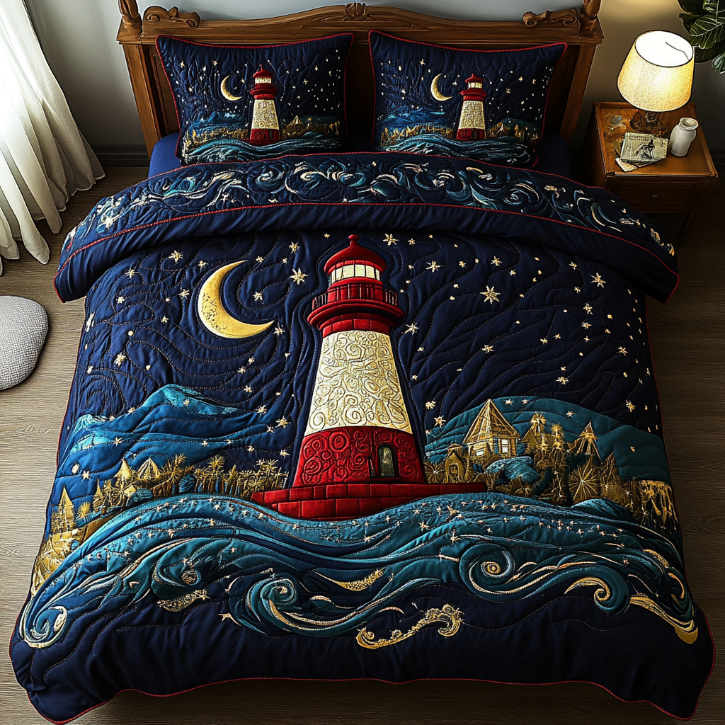 Seaside Sentinel 3-Piece Quilted Bedding Set NCU0DK2297