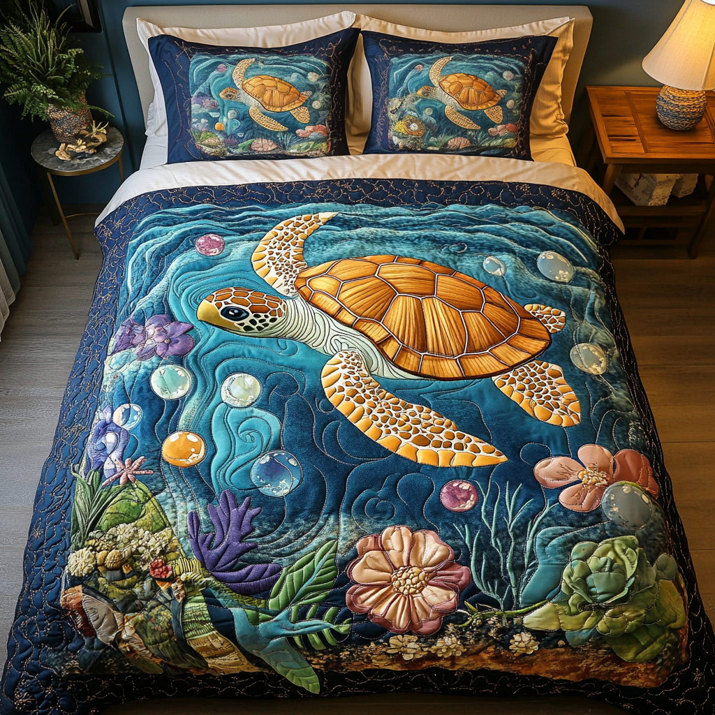 Seaside Serenity 3-Piece Quilted Bedding Set NCU0DK2065