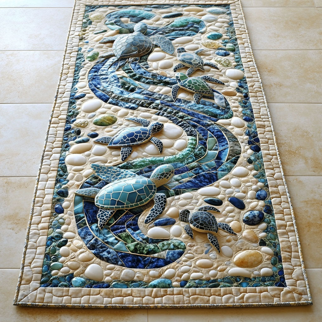 Seaside Turtle Quilted Table Runner NCU0PT2499