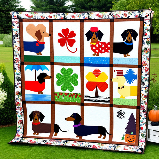 Season Dachshunds NTA151024317 Quilt Blanket