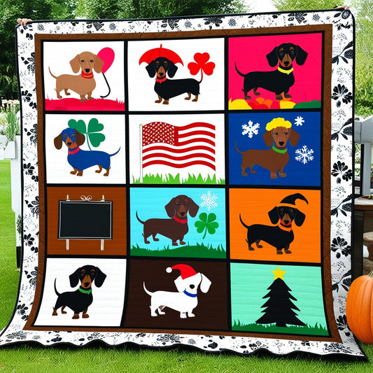 Season Dachshunds NTA151024318 Quilt Blanket