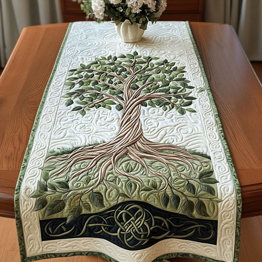 Serene Green Quilted Table Runner NCU0NT3031