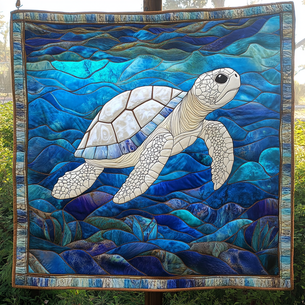 Serene Turtle Waters Quilted Blanket NCU0DK1696