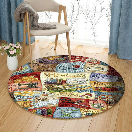 Sewing Alphabet NP1511009RR Round Area Rug