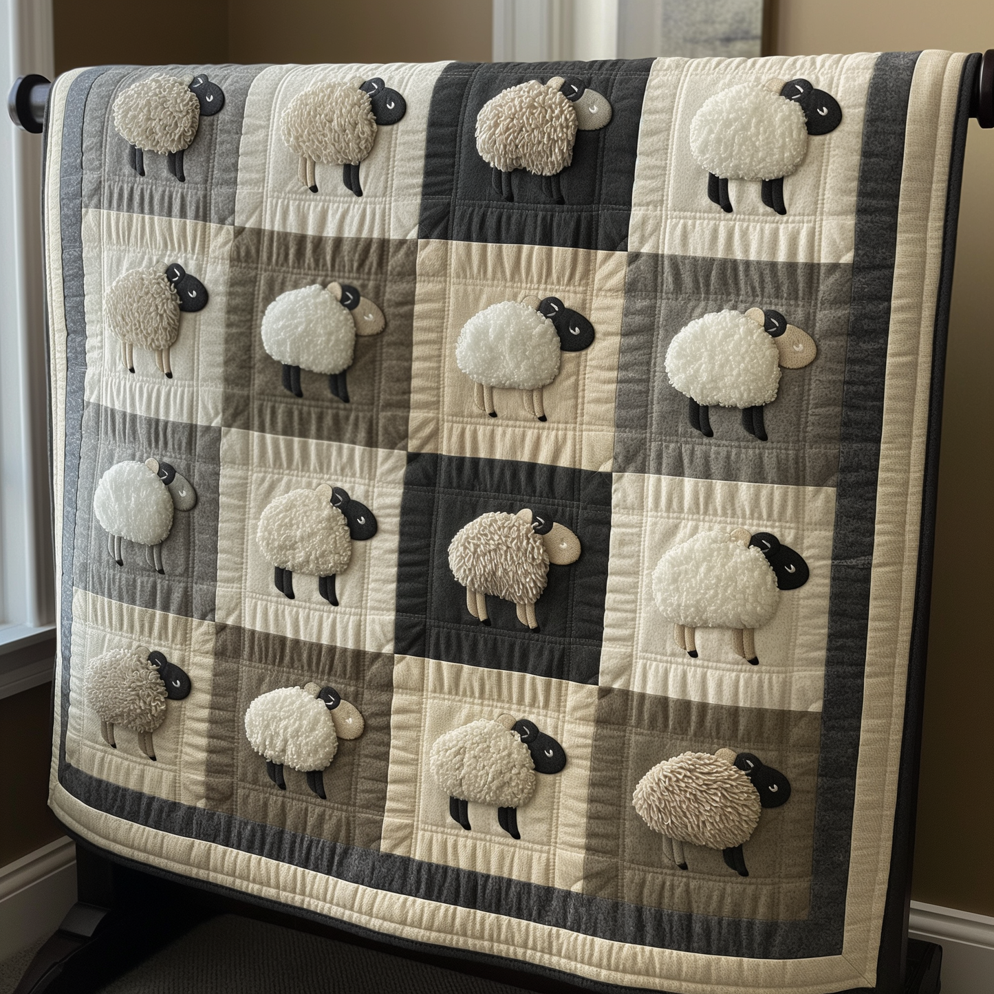 Shadow and Light Sheep Quilted Blanket NCU0TL301