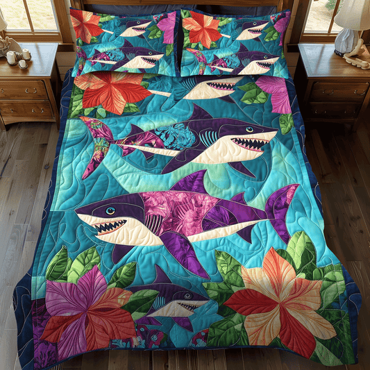 Shark Holiday Quilted Bedding Set NCU0DV932