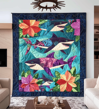 Shark Holiday Quilted Blanket NCU0DV771