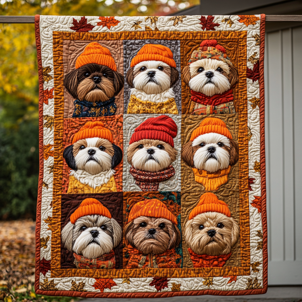 Shih Tzu Charm Quilted Blanket NCU0DK452