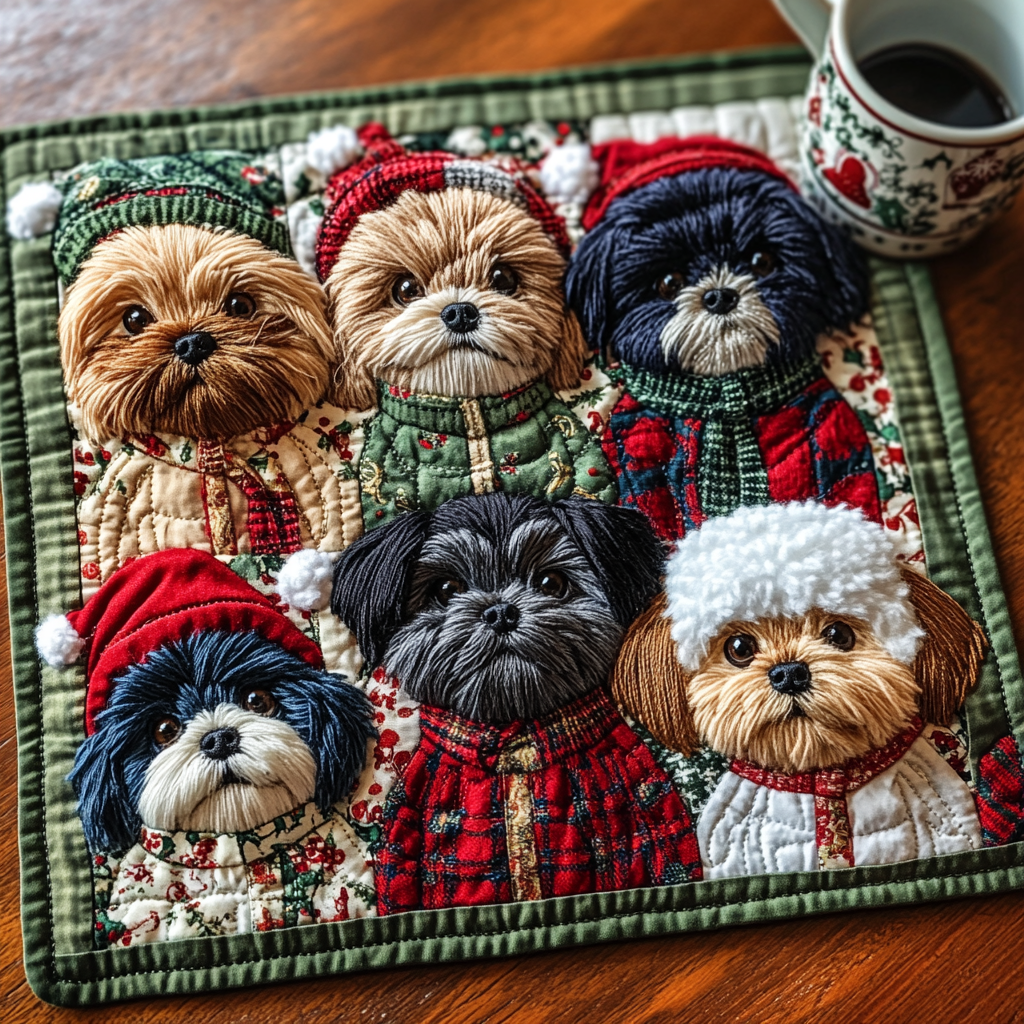 Shih Tzu Winter Wonderland Quilted Placemat NCU0DV2139