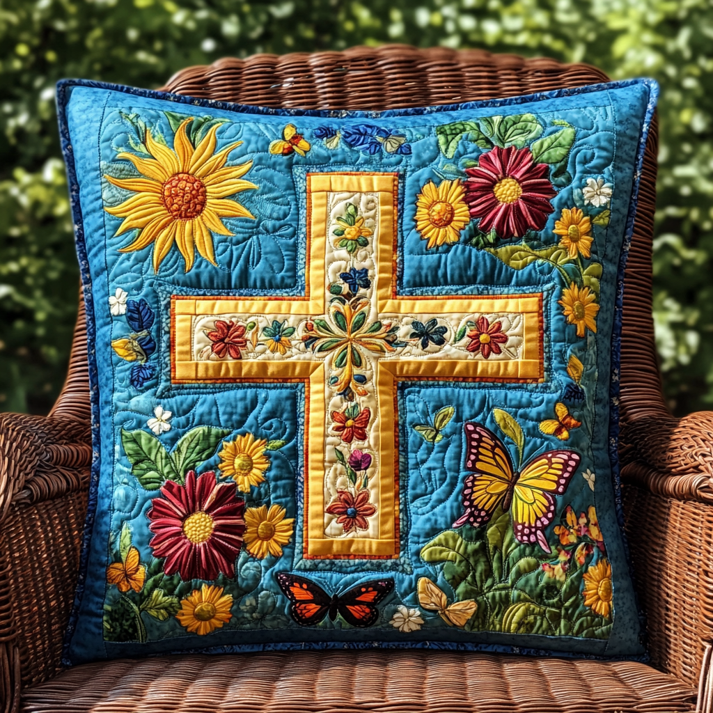 Shining Cross Quilted Pillow Case NCU0VL553