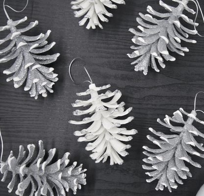 Silver Dipped Pine Cones (8 Pack)