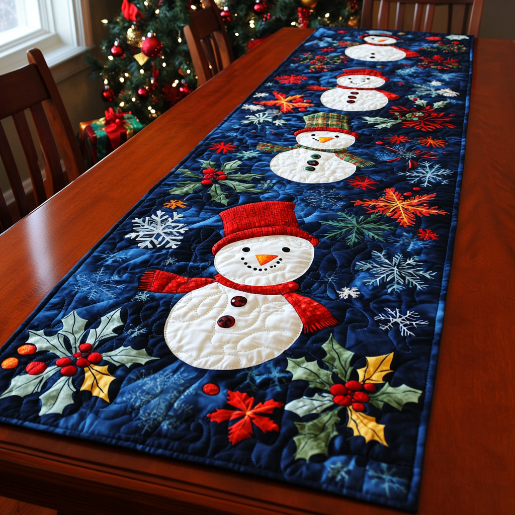 Silver Bells Bliss Quilted Table Runner NCU0DK1287