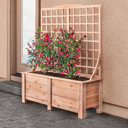 Natural Cedar Planter Box with Trellis