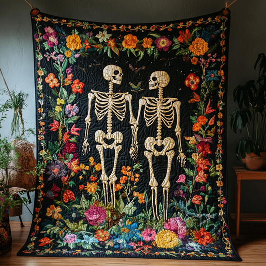 Skeleton Couple Halloween Quilted Blanket NCU0PD402