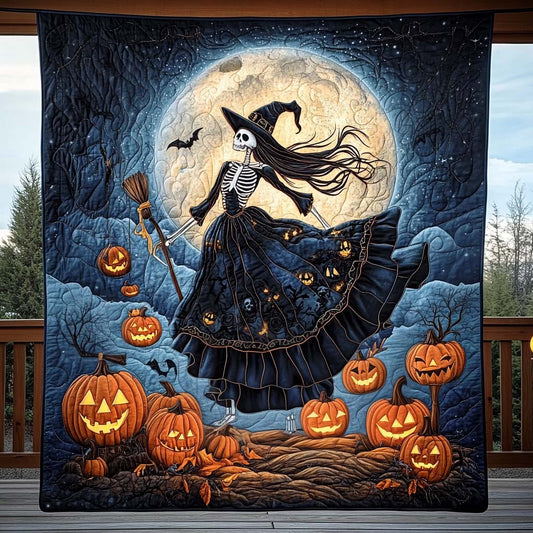 Skeleton Witch Quilted Blanket NCU0NT902