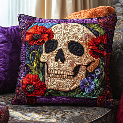 Skull And Blooms Quilted Pillow Case NCU0TL1858