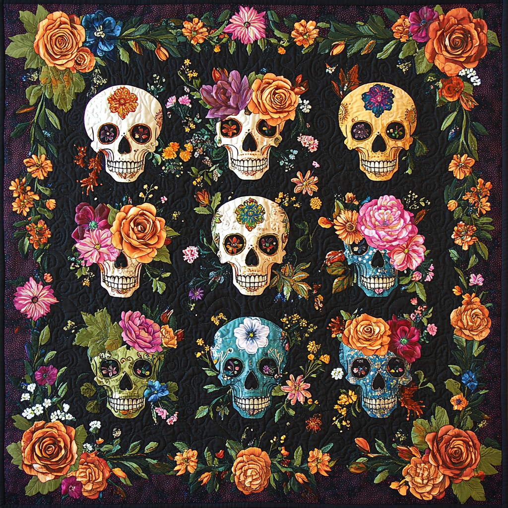 Skull Fiesta Quilted Blanket NCU0DV481