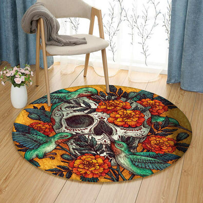 Skull And Hummingbird BT120809AA Round Area Rug