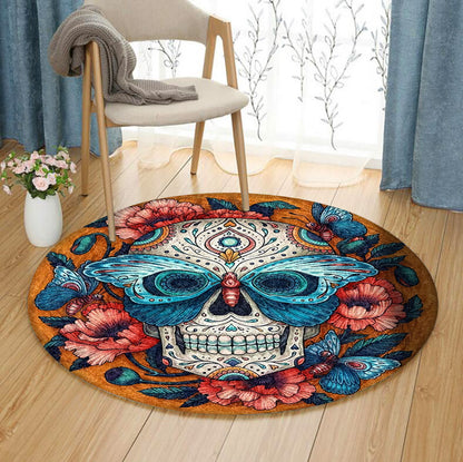 Skull BT120810AA Round Area Rug