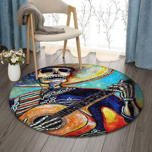 Skull Guitar DN210958RR Round Area Rug