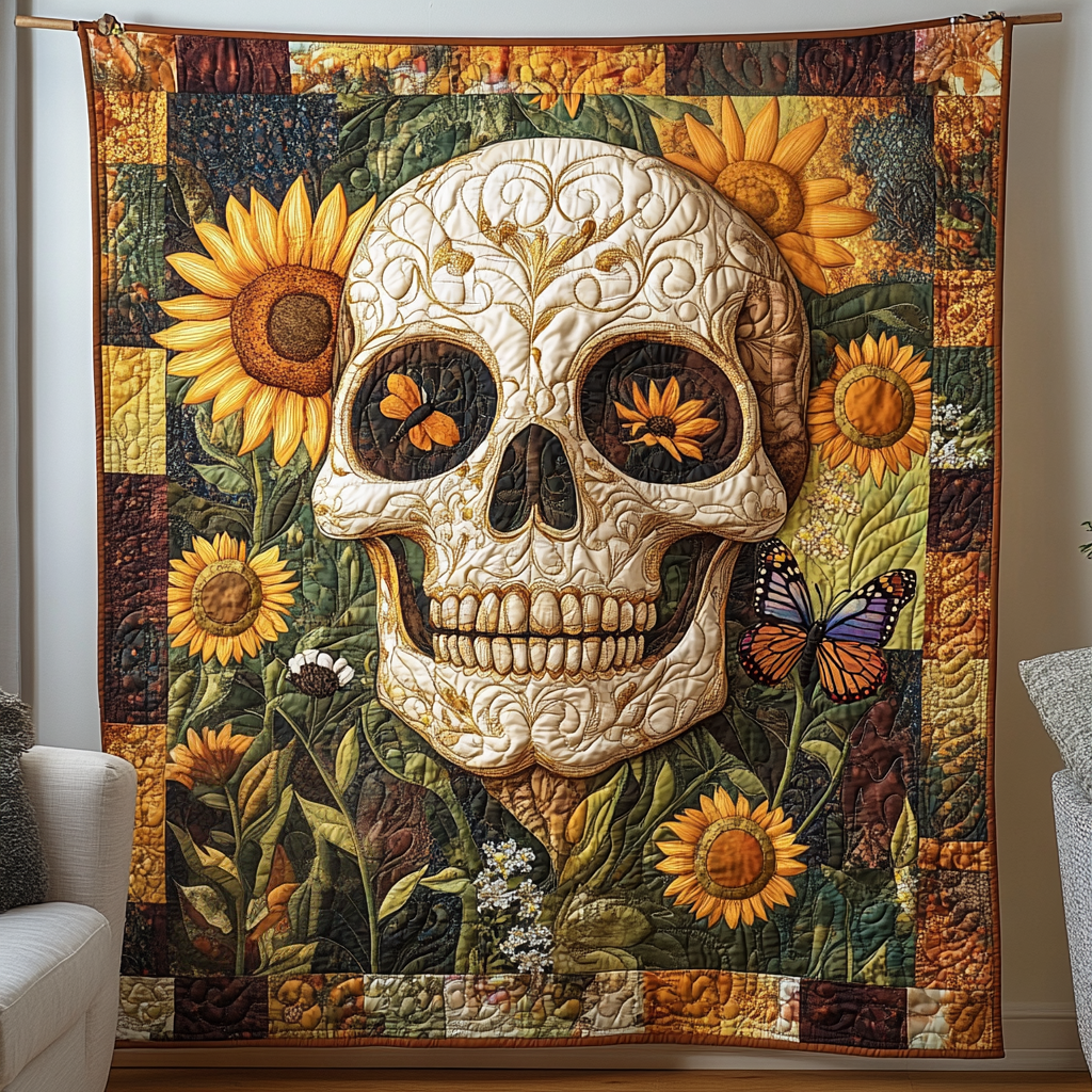 Skull In Fiesta Quilted Blanket NCU0TL1904