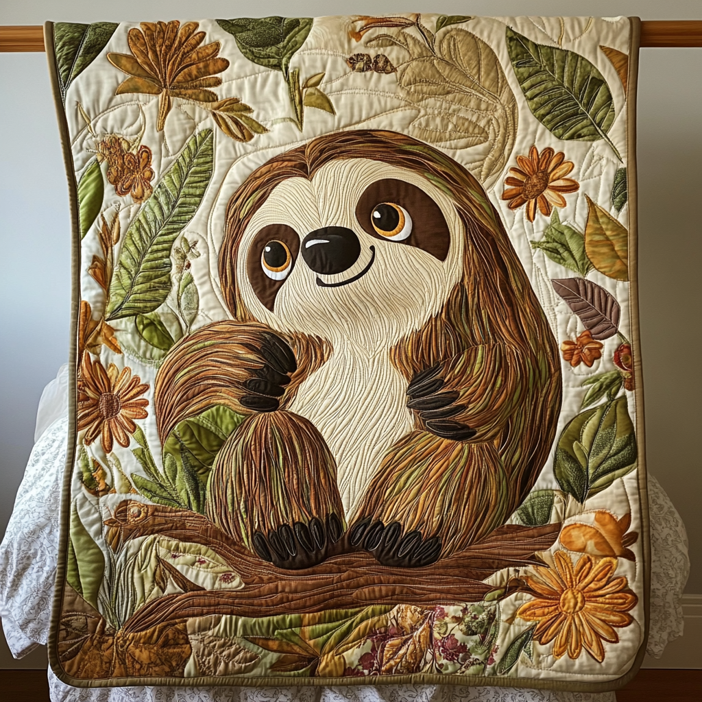 Sloth Haven Quilted Blanket NCU0TL826