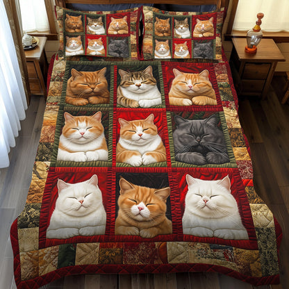 Slumbering Feline 3-Piece Quilted Bedding Set NCU0TL1060