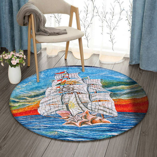 Snail Shell Ship VD1110101RR Round Area Rug