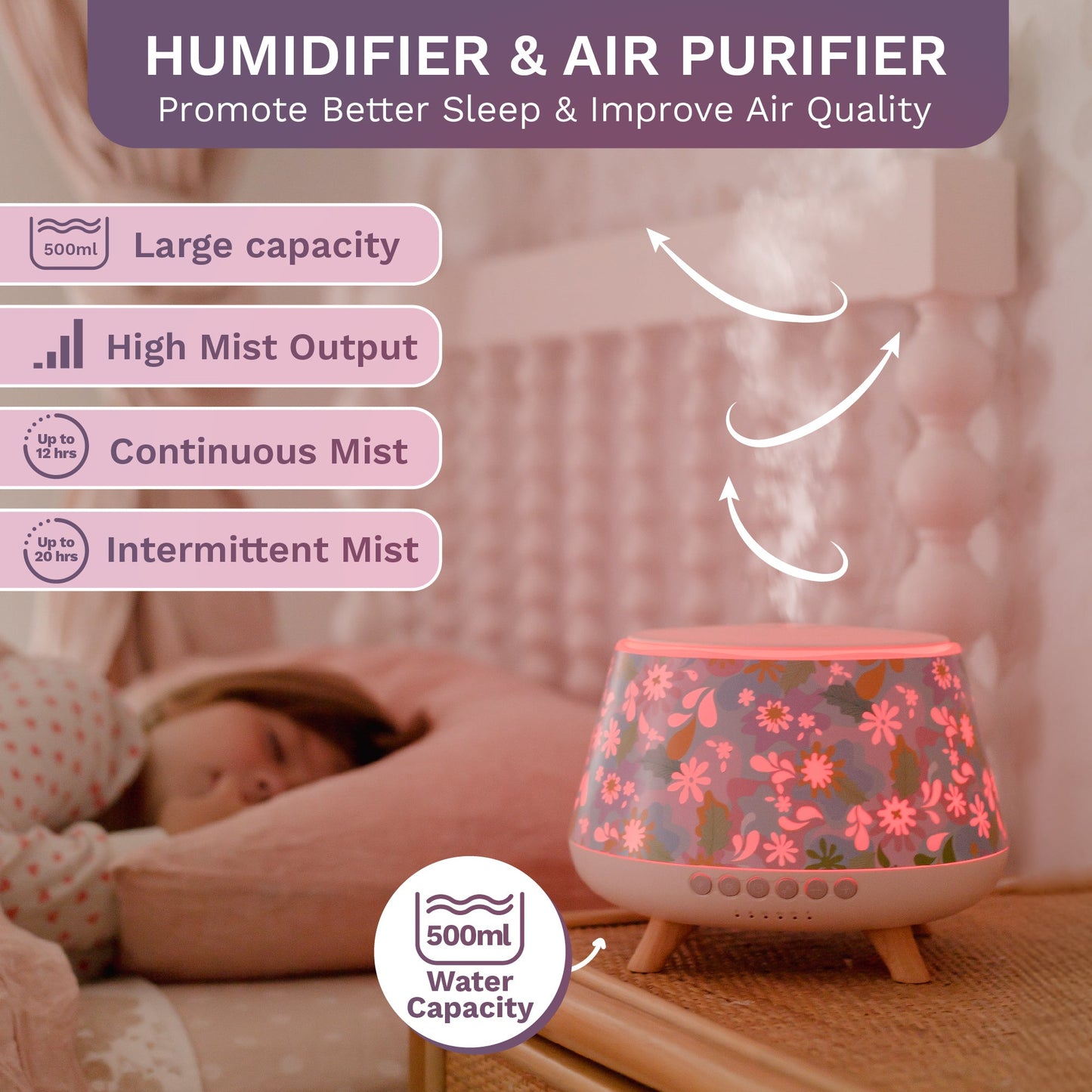 Aroma-Snooze Plus- 8 in 1 Humidifier Kit + Oil +3 Covers