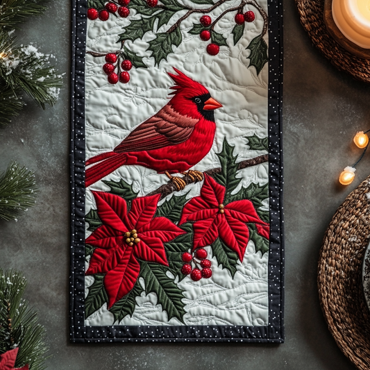 Snow Cardinal Quilted Table Runner NCU0DV1061