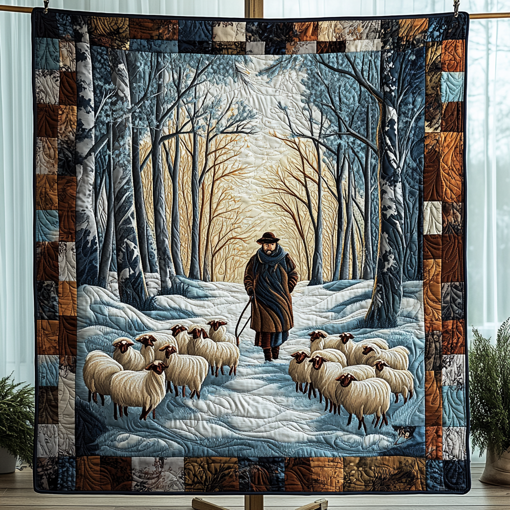 Snowbound Sheep Quilted Blanket NCU0VH1756