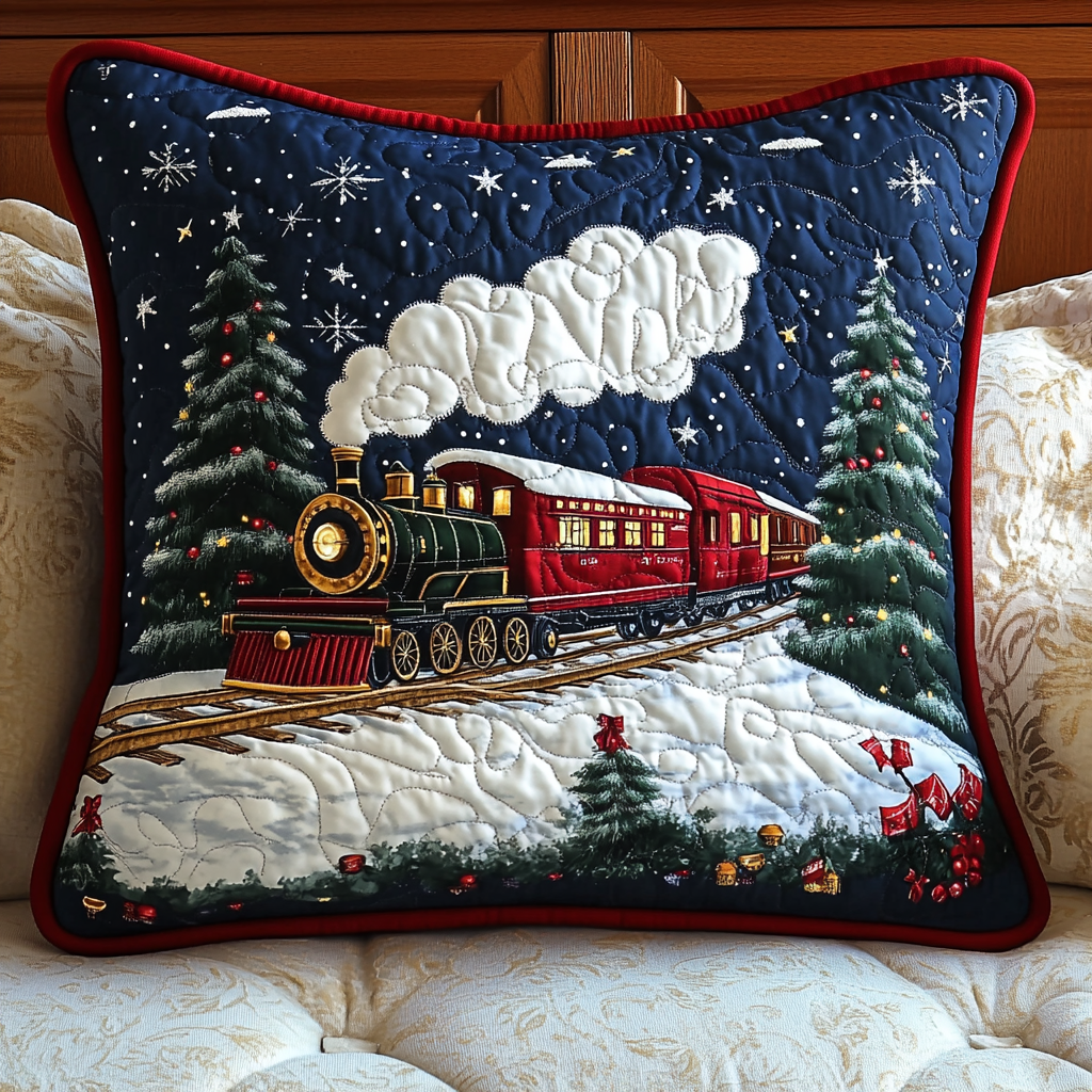 Snowbound Train Quilted Pillow Case NCU0VH594