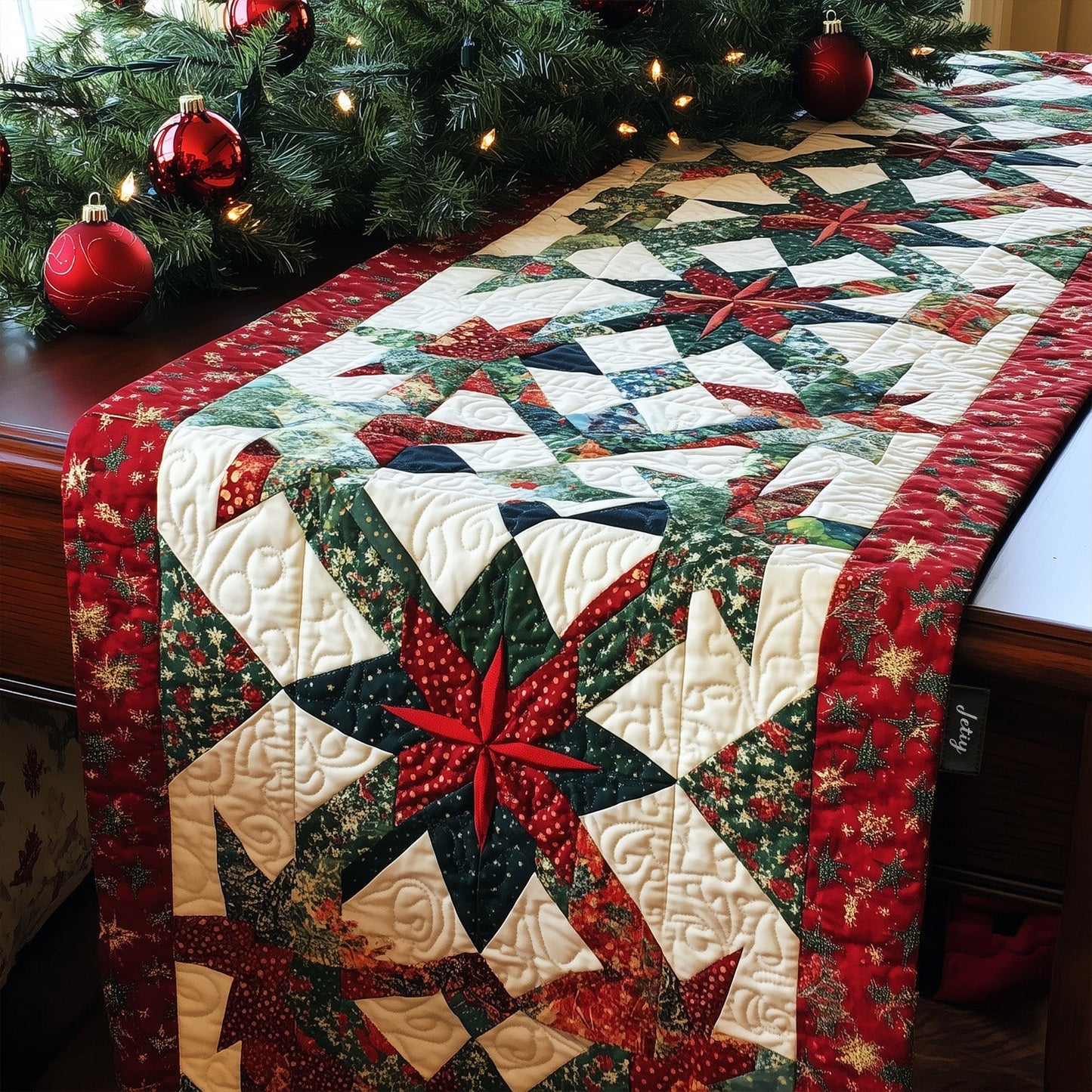 Snowflake Wishes Quilted Table Runner NCU0PT1494