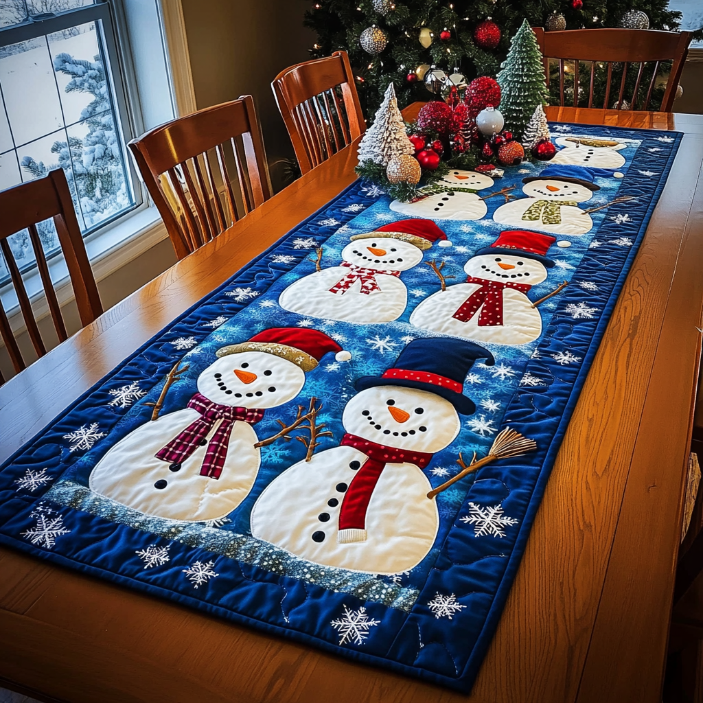 Snowflake Sparkle Quilted Table Runner NCU0DK1218