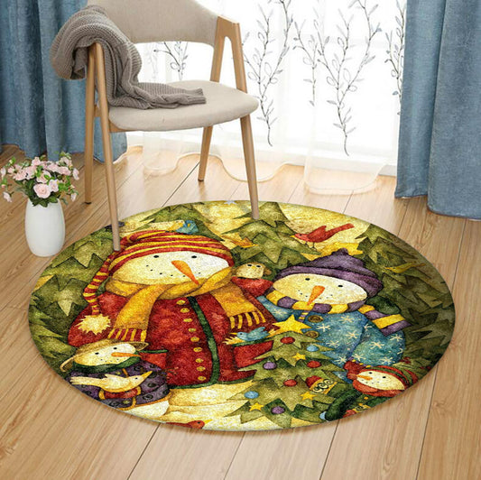 Snowman Christmas BL2110022RR Round Area Rug