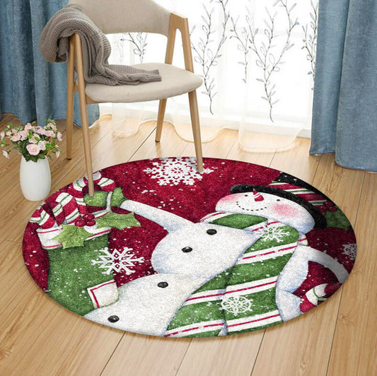 Snowman Christmas HN3110036RR Round Area Rug