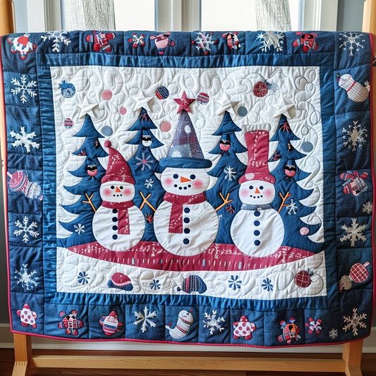 Snowman and Trees Quilted Blanket NCU0PD141