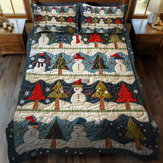 Snowmen Smiles 3-Piece Quilted Bedding Set NCU0NT041