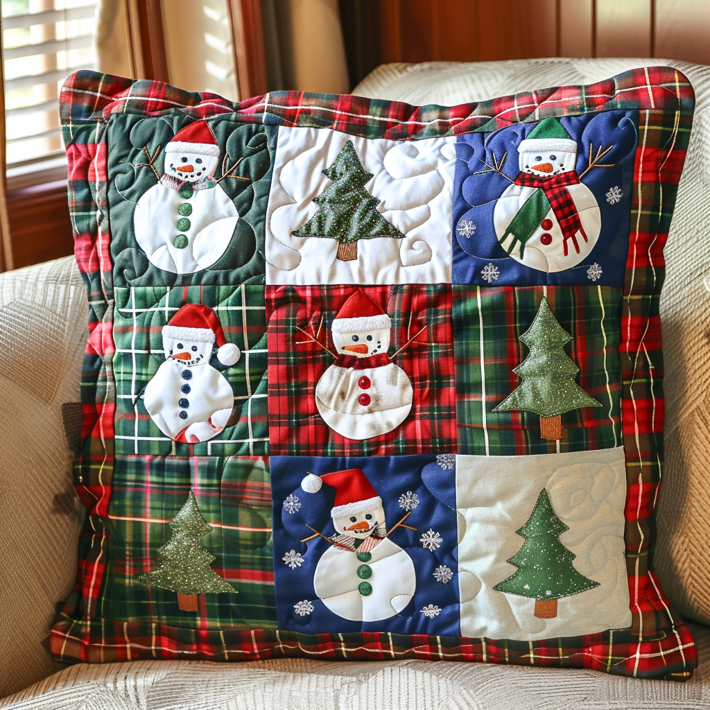 Snowmen Smiles Quilted Pillow Case NCU0NT087