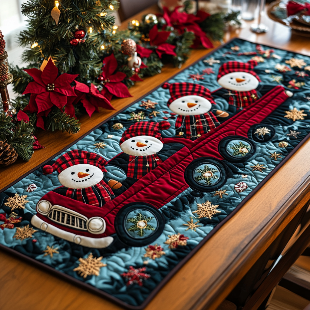 Snowmen Hangout Quilted Table Runner NCU0DV1182