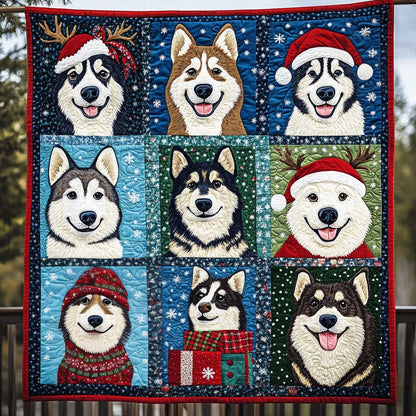 Snowy Husky Delight Quilted Blanket NCU0NT2392