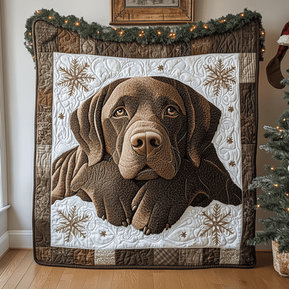 Snowy Chocolate Lab Quilted Blanket NCU0TH2361