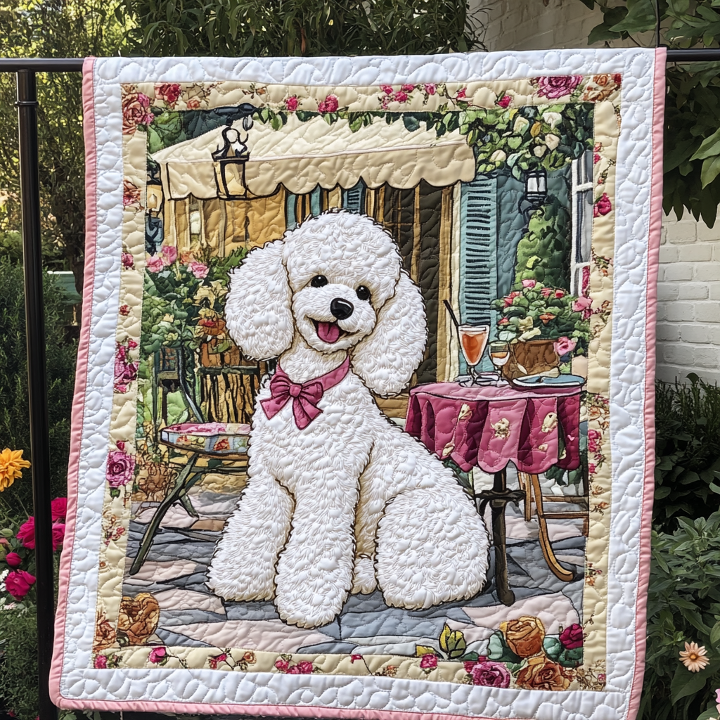 Snowy Poodle Delights Quilted Blanket NCU0DK1549