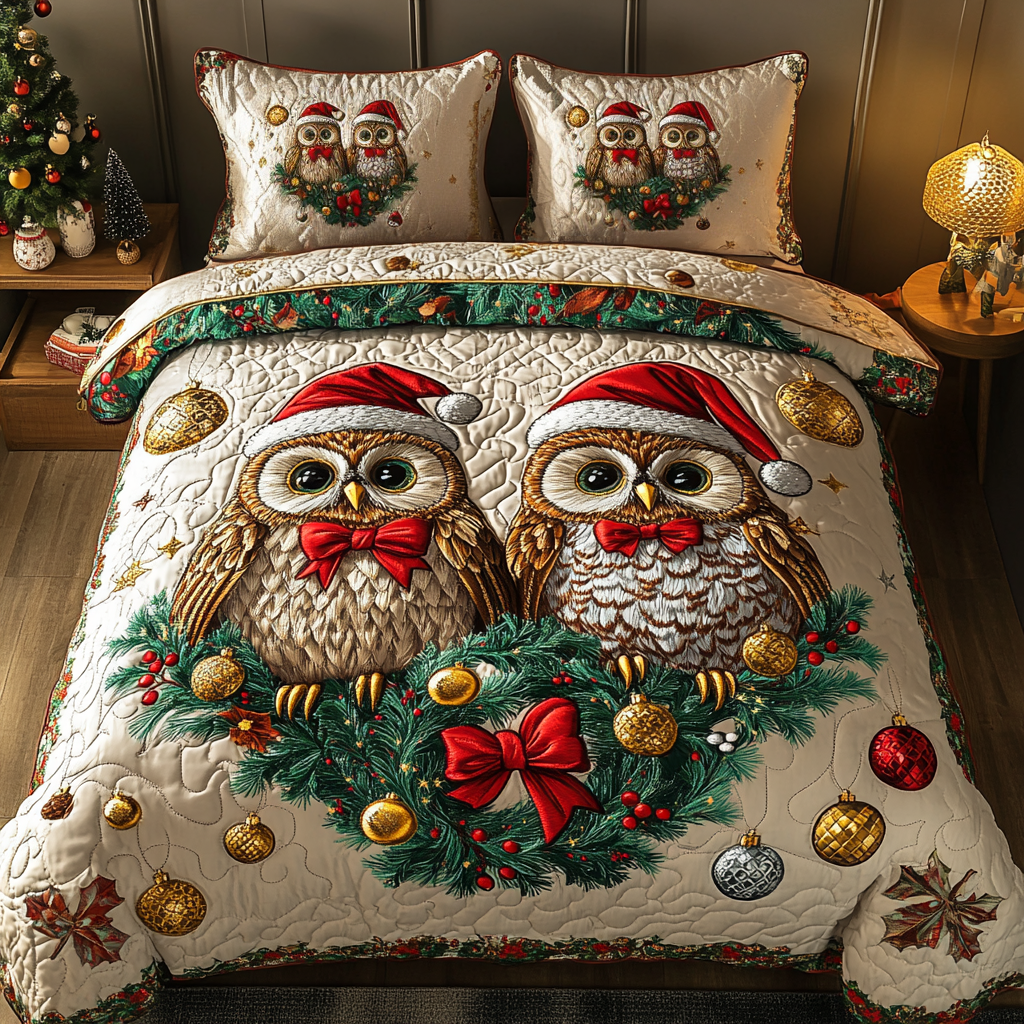 Snowy Sentinel 3-Piece Quilted Bedding Set NCU0DK2827