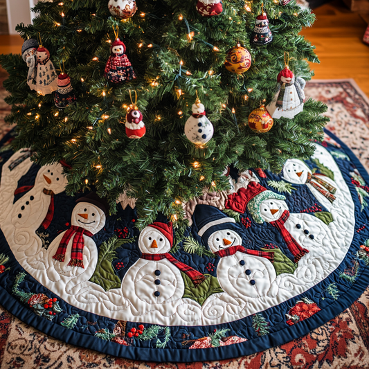 Snowy Smiles Christmas Quilted Tree Skirt NCU0DK2097