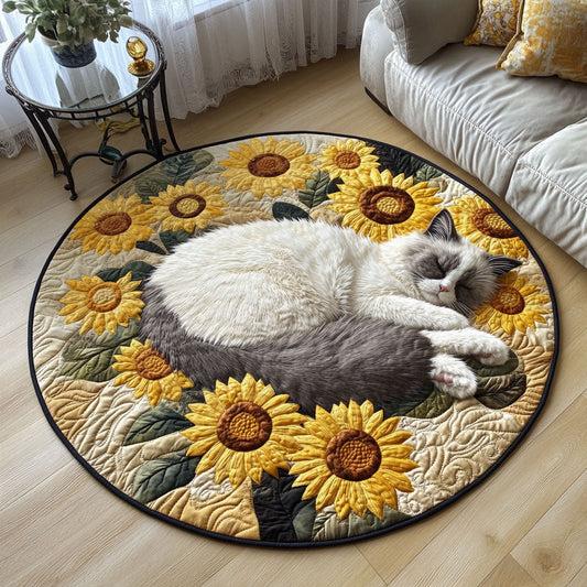 Snug Sunflowers Quilted Round Mat NCU0PT1070