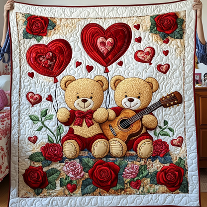 Snuggly Love Bears Quilted Blanket NCU0TL2402