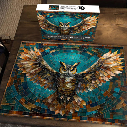 Stained Glass Soaring Owl Jigsaw Puzzle 1000 Pieces