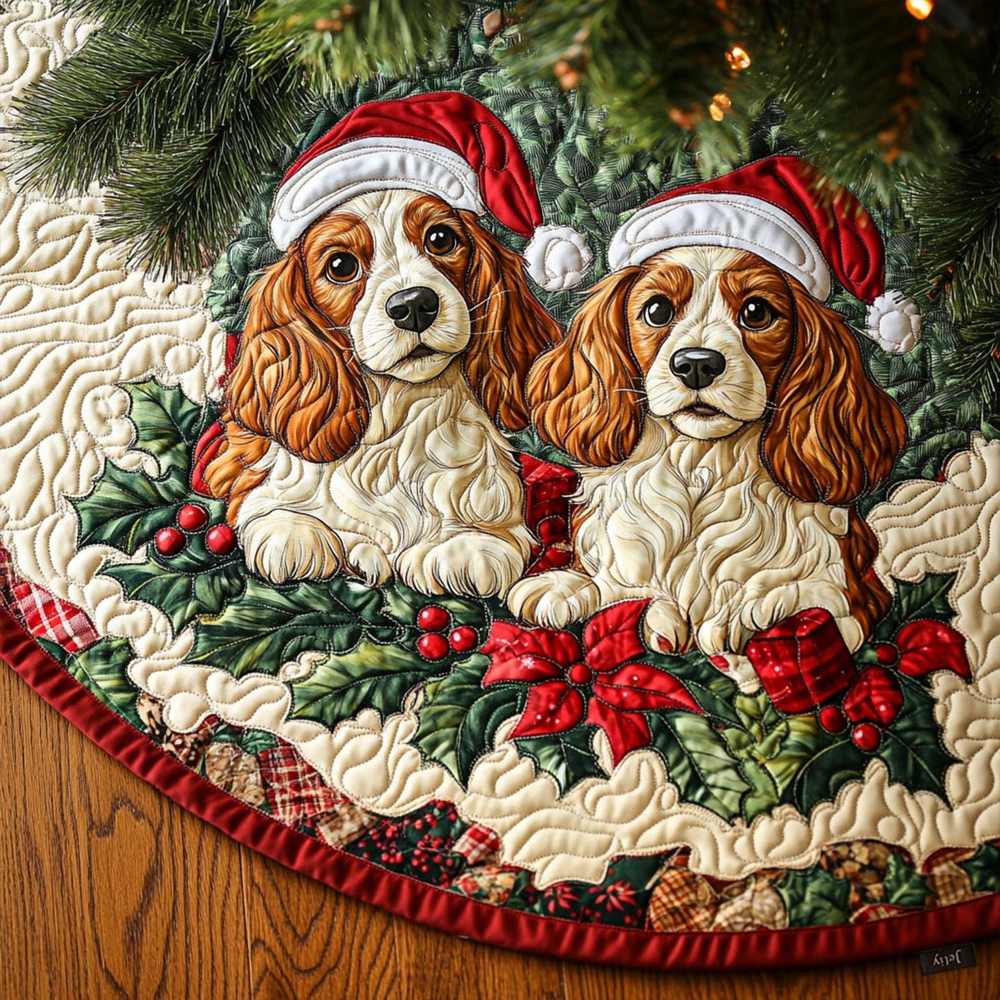 Spaniel Bliss Quilted Christmas Tree Skirt NCU0PT1662