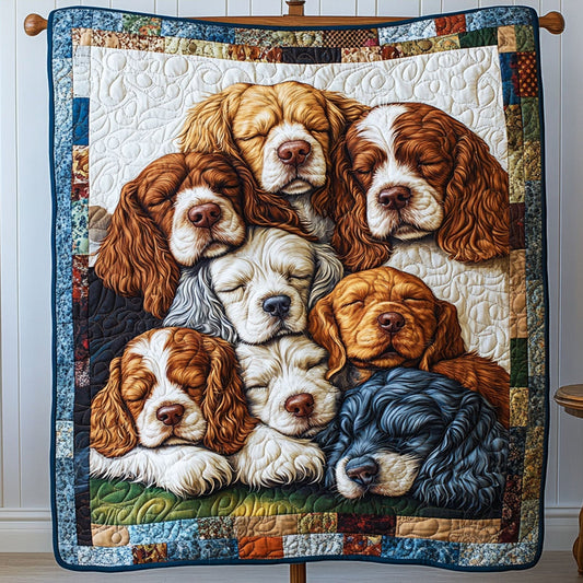 Spaniel Gathering Quilted Blanket NCU0PT1745